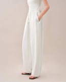 High-Waisted Loose-Fitting Curved Pants