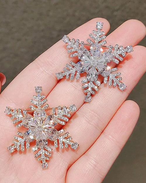 Snowflake Rhinestone Brooch Pins