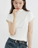 Slim Half-Neck Stretch Knit Women's Top
