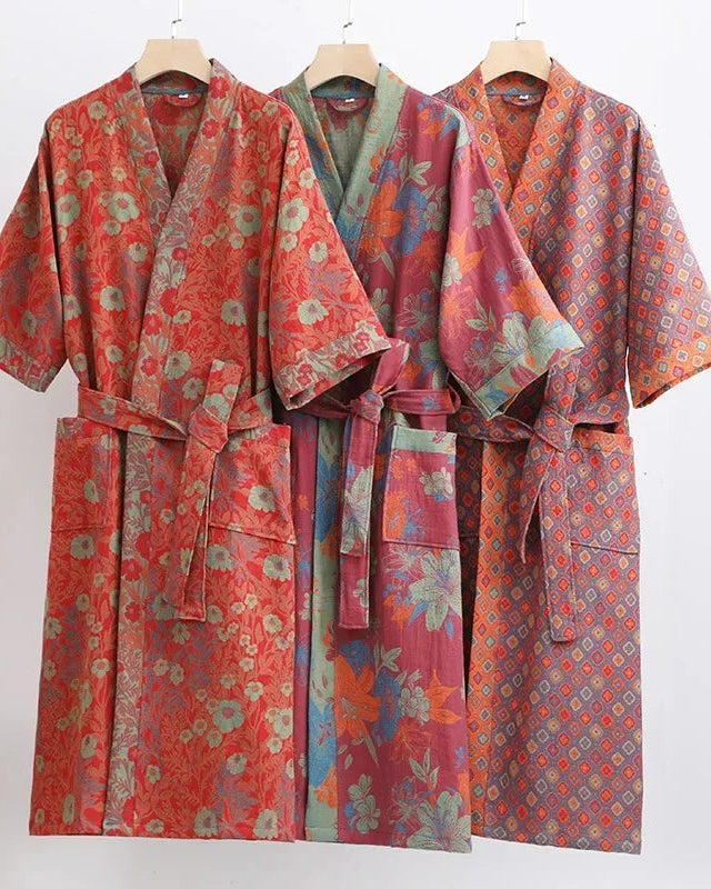 Cotton Double Gauze Japanese Kimono Robe