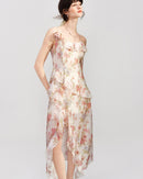 Spaghetti-strap maxi dress featuring a ruffled strapless neckline and slim silhouette. This elegant slip dress includes an empire waist and smooth polyester lining, perfect for resort wear and vacation occasions.