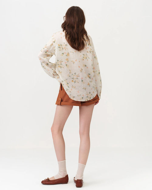 Long Sleeve Floral Print V-Neck Shirt