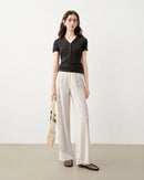 Slim V-Neck Knit Short Sleeve Top