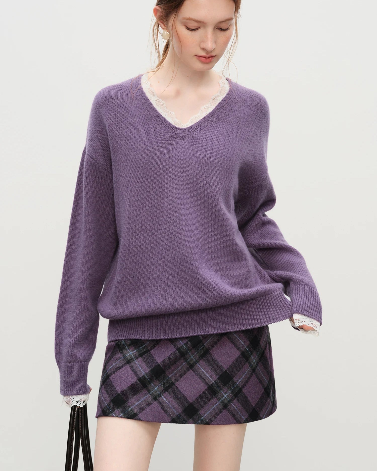 Retro Plaid High-Waist Knit Mini Skirt