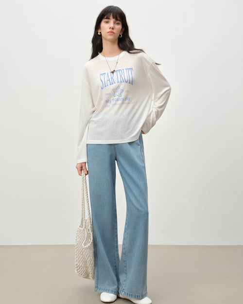 Letter Print Long-Sleeve T-Shirt