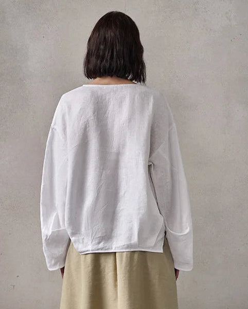 Loose-Fit Linen Crew-Neck Shirt