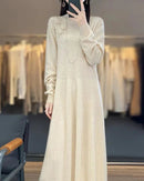 100% Pure Wool Knitted A-Line Long Sleeves Dress
