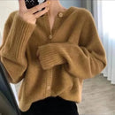 Round Neck Cashmere Short Cardigan