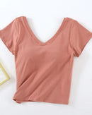 V-Neck Sleep Top with Built-In Chest Pad with built-in chest pad. Soft, lightweight & versatile — wear as sleepwear or a casual everyday top.