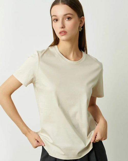 Silk-Cotton-Modal O-Neck Short Sleeve Tee