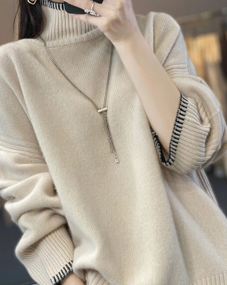 Oversized 100% Wool Turtleneck Sweater