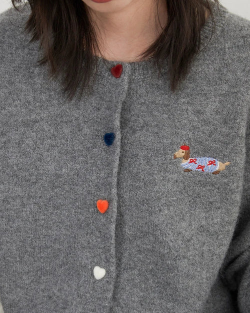Relaxed Knit Cardigan With Round Neck