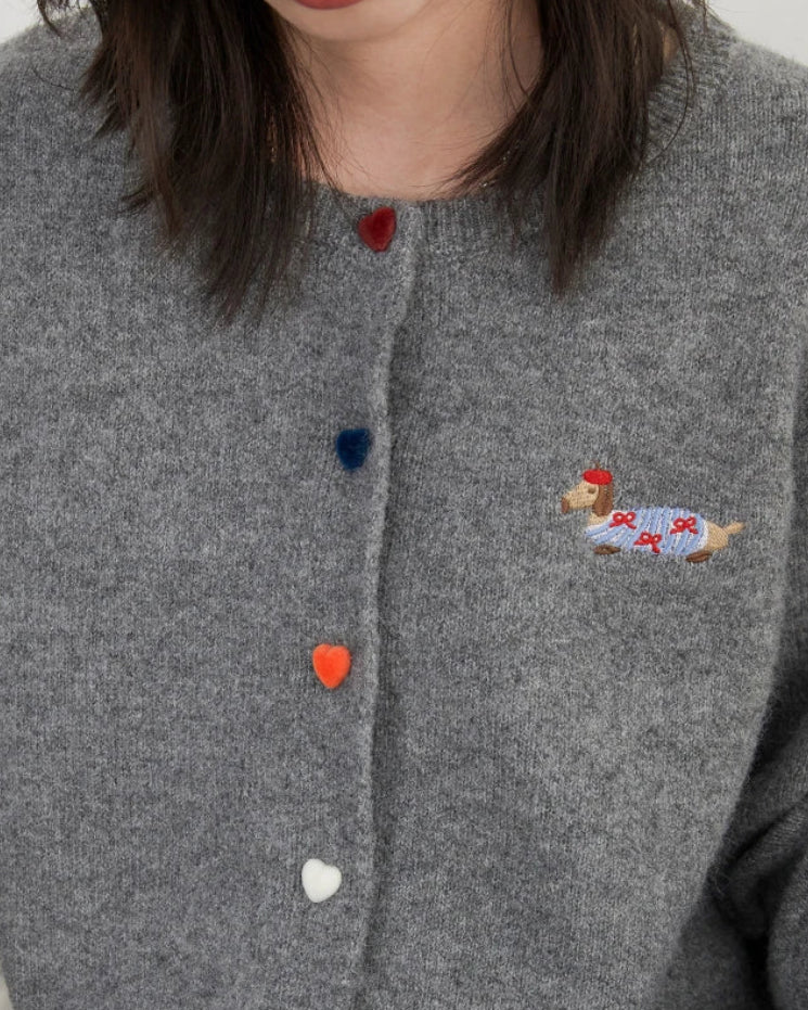 Relaxed Knit Cardigan With Round Neck