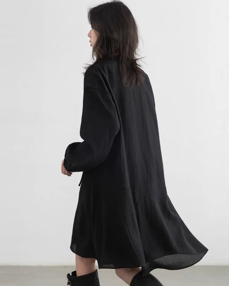 Ruffled V-Neck A-Line Midi Dress