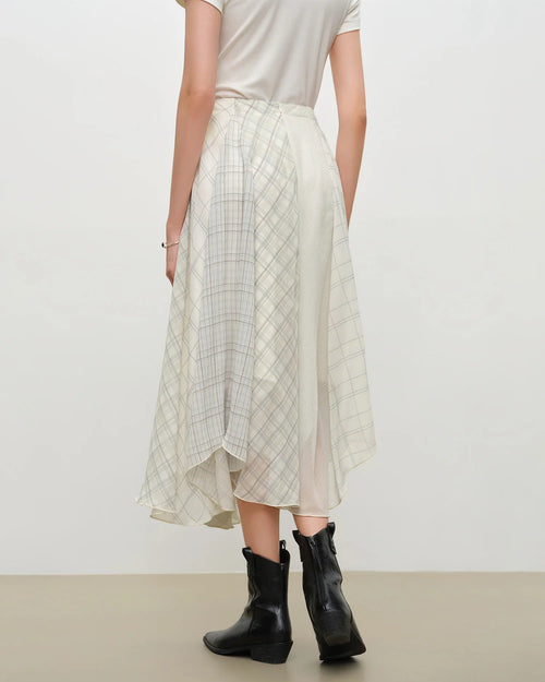 Chiffon Patchwork High-Waisted A-Line Skirt