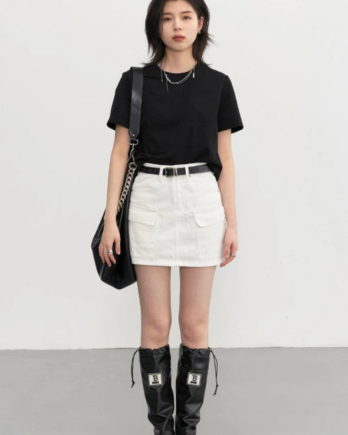 Solid Cotton Relaxed Crew Tee