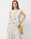 Shop this striped ruffle sleeveless top in a relaxed fit. Lightweight viscose blend, 