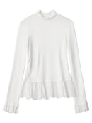 High-Neck Slim-Fit T-Shirt With Spliced Hem