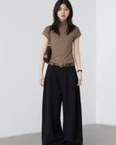 Slim Half-Neck Stretch Knit Women's Top