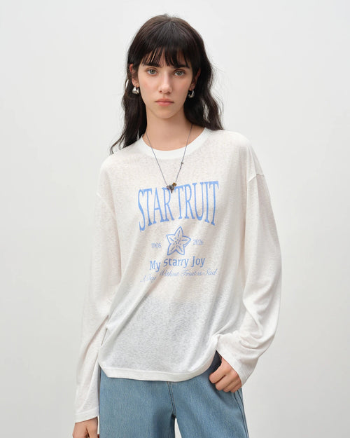 Letter Print Long-Sleeve T-Shirt
