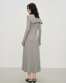 Scarf Collar A-Line Knit Dress