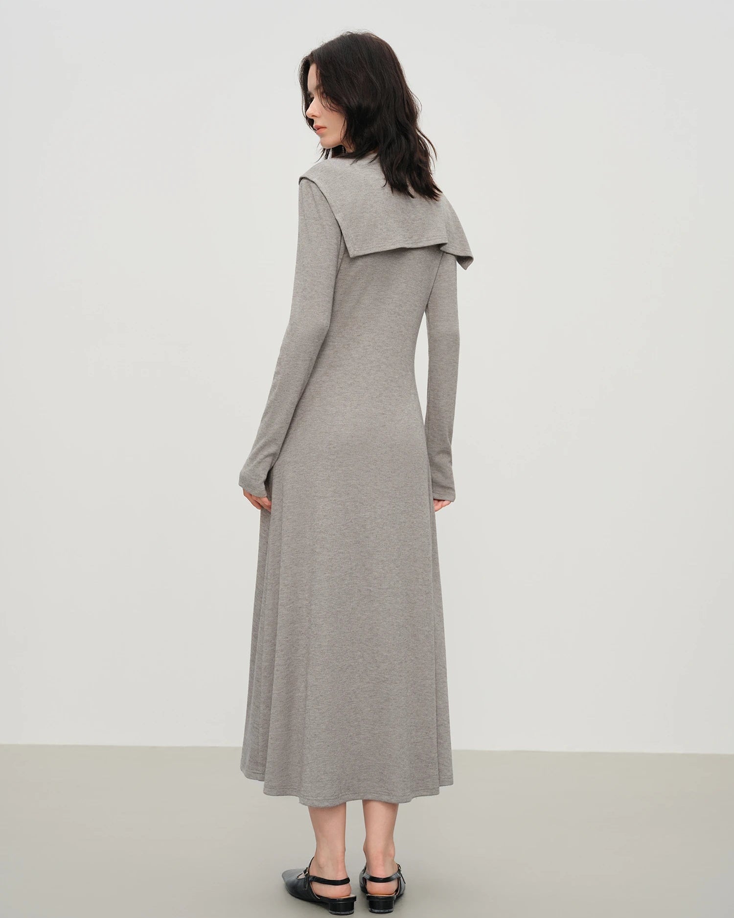 Scarf Collar A-Line Knit Dress