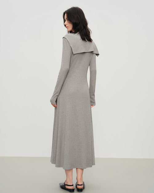 Scarf Collar A-Line Knit Dress