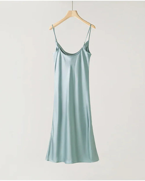 Mulberry Silk Spaghetti Strap Midi Dress