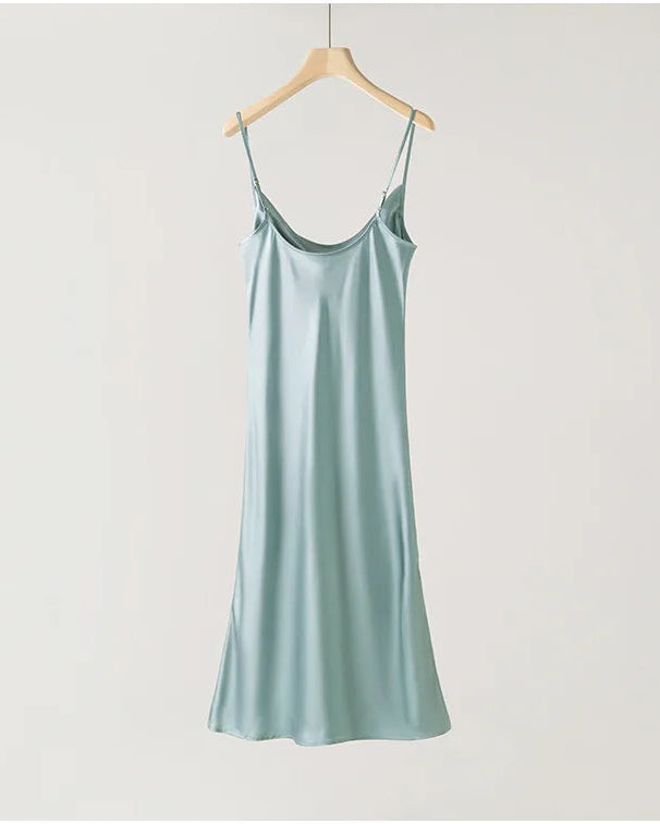 Mulberry Silk Spaghetti Strap Midi Dress