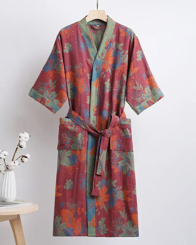 Cotton Double Gauze Japanese Kimono Robe