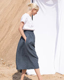 Loose-Fit Round-Neck Cotton-Linen T-Shirt