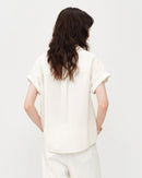 Loose V-Neck Rolled-Up Sleeve Shirt