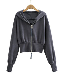 Double-Zip Cropped Hoodie Jacket