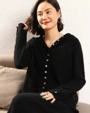 Cashmere Knitted Hooded Cardigan