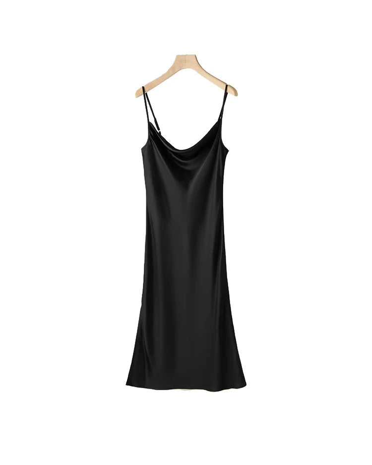 Mulberry Silk Spaghetti Strap Midi Dress