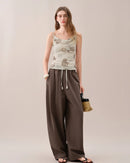 High-Waisted Loose-Fitting Curved Pants