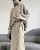 Loose High Neck Wool Pullover Sweater