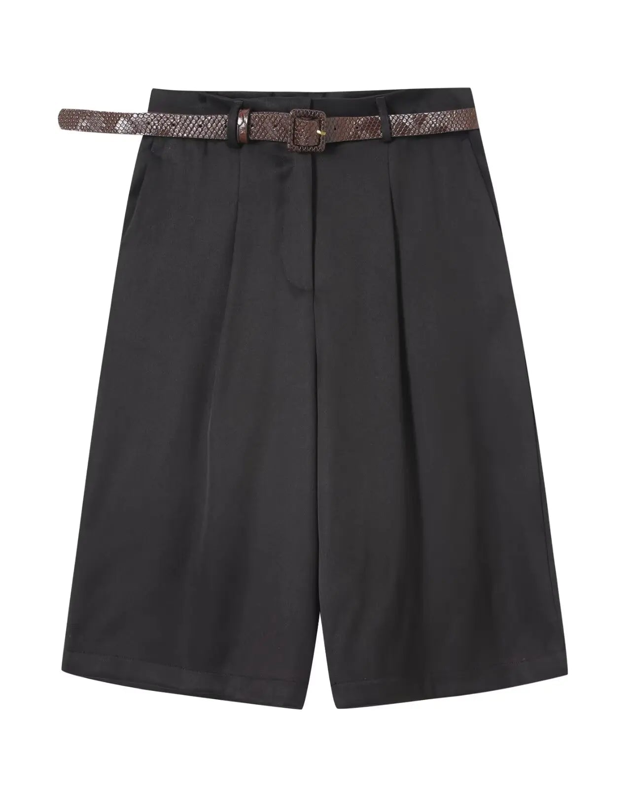 Pleated High-Waisted Shorts