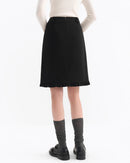 Ruffled Hem A-Line Midi Skirt