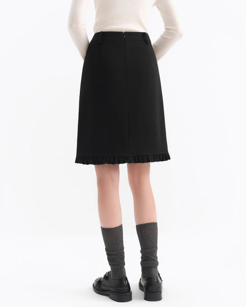 Ruffled Hem A-Line Midi Skirt