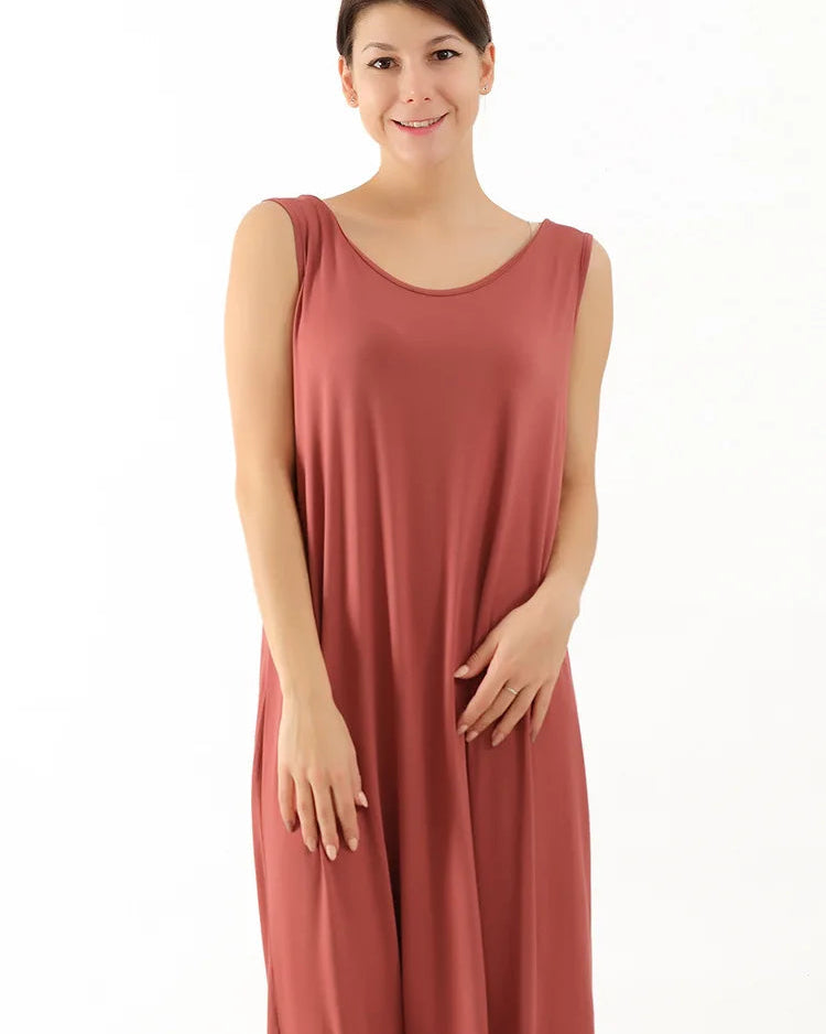 Plus Size Bamboo-Cotton Sleeveless Sleep Dress