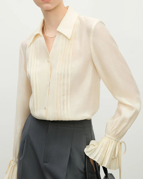 Versatile Pleated Long Sleeve Chic Shirt