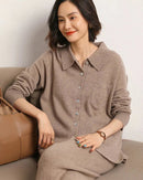 Cashmere Knitted Turn-down Collar Shirt