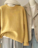 Soft Waxy Round Neck Cashmere Sweater