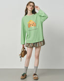 Puppy Letter Print Loose Long-Sleeve T-Shirt