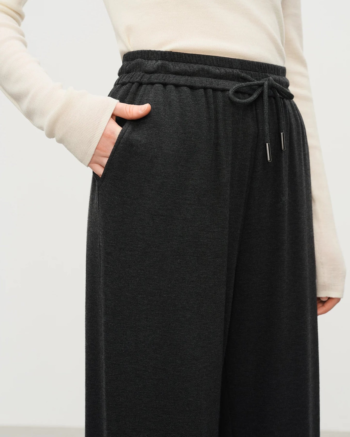 High-Waist Wide-Leg Knit Pants