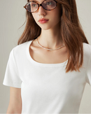Soft Stretchy Square-Neck Knit T-Shirt