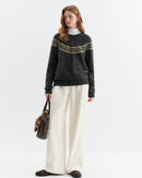 High-Waisted Straight-Leg Knit Pants