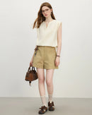 Straight Shoulder V-Neck Sleeveless Blouse