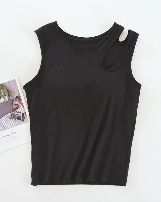 Modal Padded Hollow-Shoulder Cami Vest